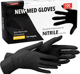 GUANTI IN NITRILE NERO NEW MED CARBON S/POLV 100 PZ