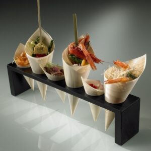 PORTA CONI IN BAMBOO NERO-SET pz.2