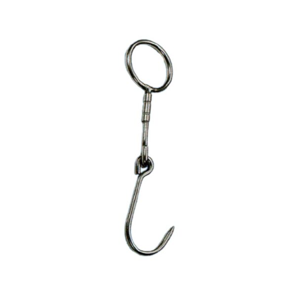 GANCIO INOX GIREVOLE E SNODATO CON ANELLO DA 220X6 MM