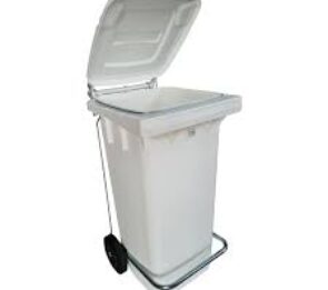 BIDONE ALTA DENSITA' LT 120 CON RUOTE COPERCHIO BIANCO E PEDALE
